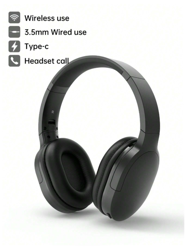 Casque supra-auriculaire sans fil pliable avec microphone