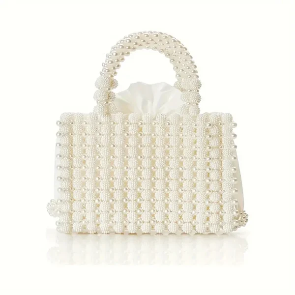 Pochette élégante en perles blanches pour femmes